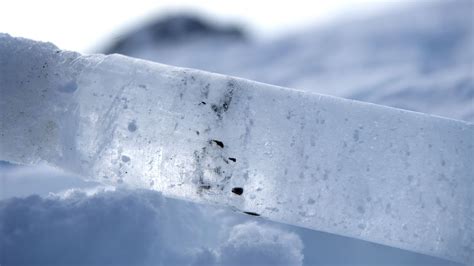 Eisbohrkern mit Schichten, die Klimageschichte und Radionuklid-Konzentrationen enthalten