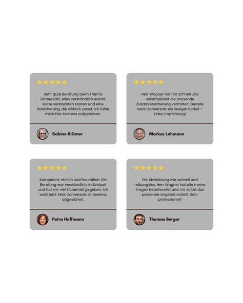 Collage mit positiven Kundenstimmen und Zertifikaten.