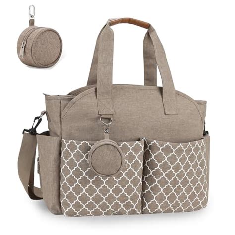 Beige Wickeltasche mit detaillierter Facheinteilung