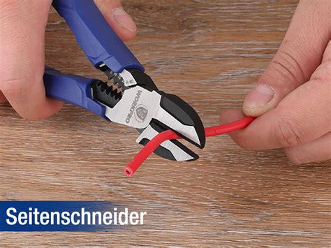 Illustration der benötigten Werkzeuge für den Gitarrensaitenwechsel: Seitenschneider, Saitenkurbel, Halsstütze, Stimmgerät.