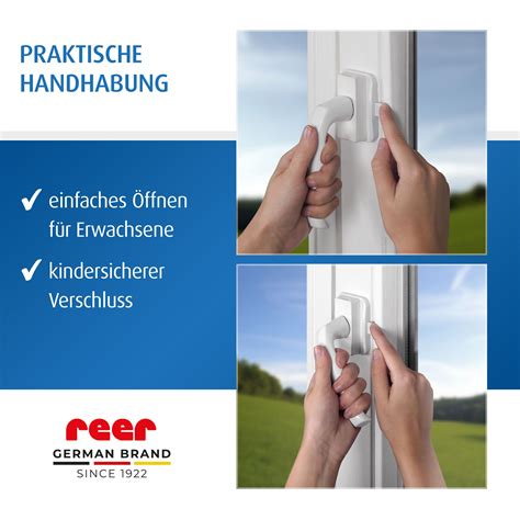 Schemazeichnung der Montage und Bedienung der reer WinLock Fenstersicherung.