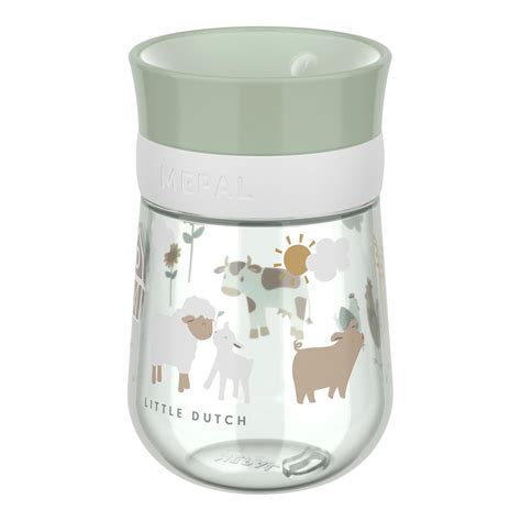 Grafik, die die Entwicklung vom Babyflaschen-Trinken zum Mepal Mio 360° Becher und schließlich zum normalen Becher zeigt