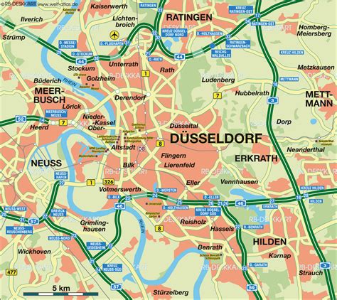 Karte von Düsseldorf mit Markierung der Augenzentren