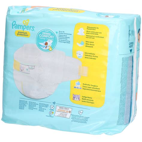 Detailansicht des Urin-Indikator-Streifens einer Pampers Premium Protection Windel