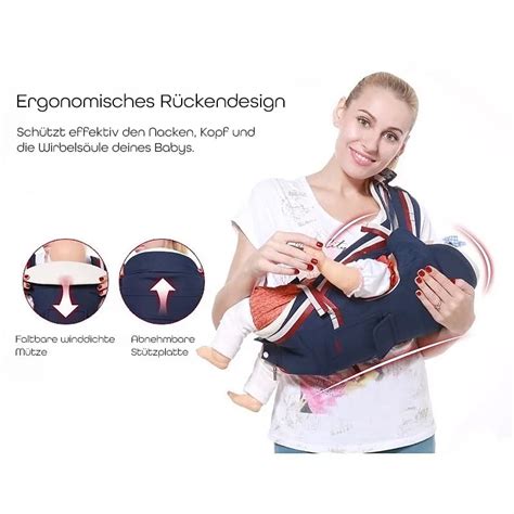 Illustration, die die Anbringung eines Tragecovers an einer Babytrage zeigt.