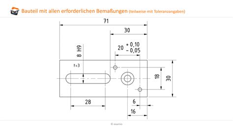 Zeichnung des Bettchens mit Bohrungen und Dübeln