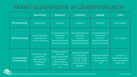 Übersicht über die angebotenen pränatalen Diagnoseverfahren