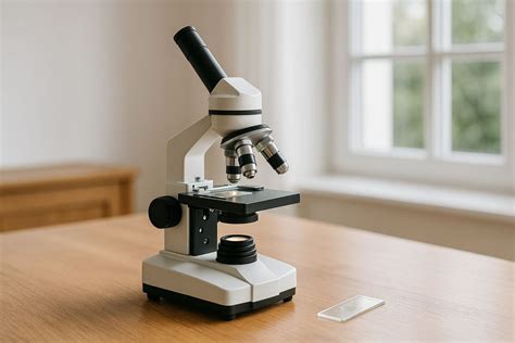 Ein Kind, das mit einem Mikroskop experimentiert