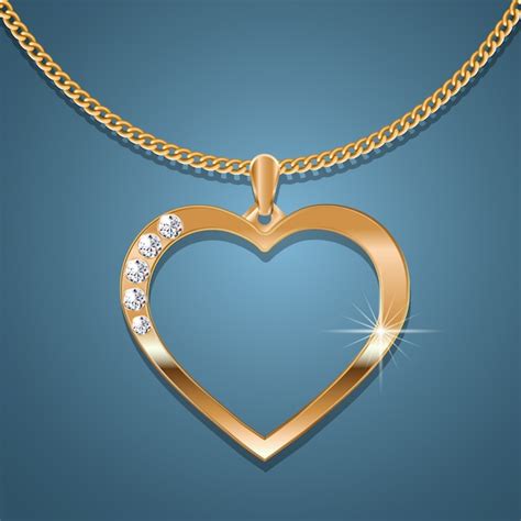 Nahaufnahme einer polierten goldenen Herzkette, die im Licht funkelt.