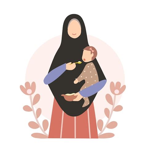 Illustration einer Mutter, die ihr Baby in einer ruhigen Umgebung mit der Flasche füttert