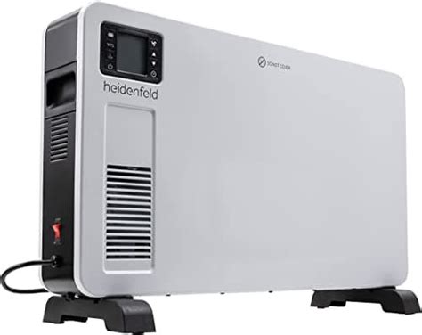 Nahaufnahme der Fernbedienung des Heidenfeld Konvektorheizung EK100, die einfache Bedienung betonend