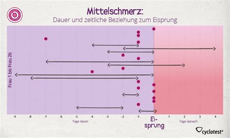 Grafische Darstellung, die zeigt, wie oft Frauen den Mittelschmerz tatsächlich am Eisprungtag spüren.