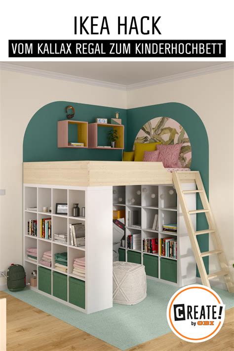 Eine Collage aus verschiedenen umgebauten Babybetten: Hochbett, Sitzbank und Regal.