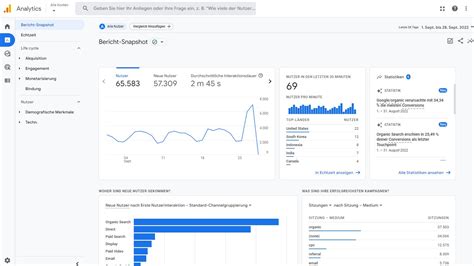 Screenshot der Google Analytics Benutzeroberfläche