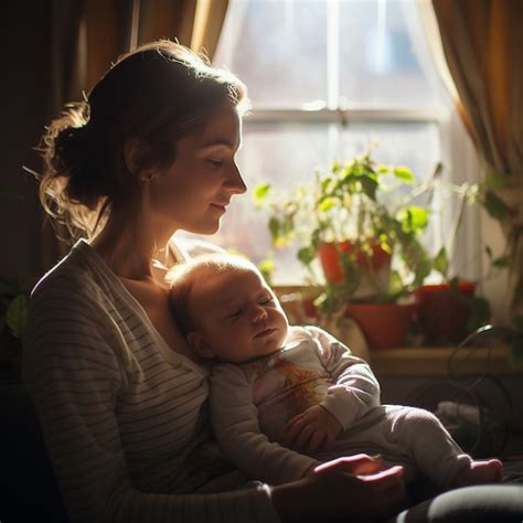 Emotionale Darstellung einer Mutter, die ihr Baby in einer Kokadi-Trage hält