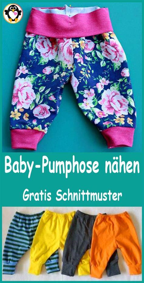Nahaufnahme einer fertigen, selbstgenähten Baby-Pumphose, die auf einer ebenen Fläche liegt.