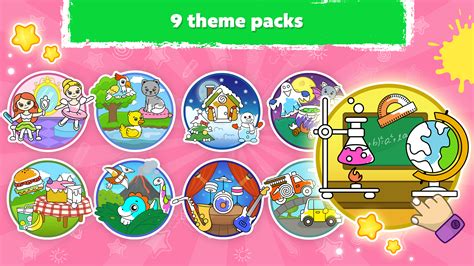 Screenshots der Bimi Boo Kids App mit verschiedenen Ausmalbildern