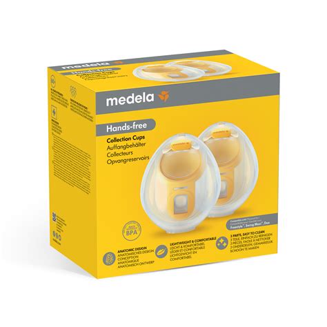Nahaufnahme der Medela Hands-Free Collection Cups, die im Still-BH platziert sind