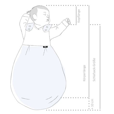 Schema der Größenverstellung und des Aufbaus des ALVI® Baby-Mäxchen® Schlafsacks