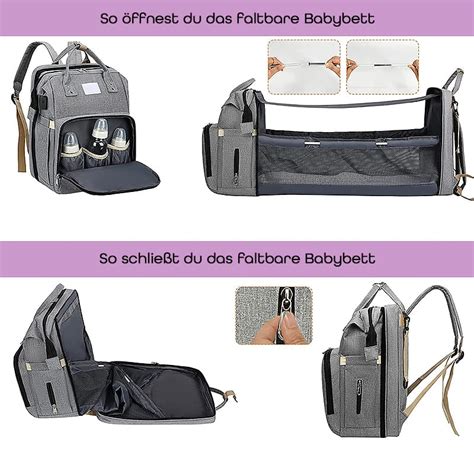 Übersicht der Fächer und des Innenraums der Teutonia Wickeltasche Helsinki mit integrierter Wickelunterlage