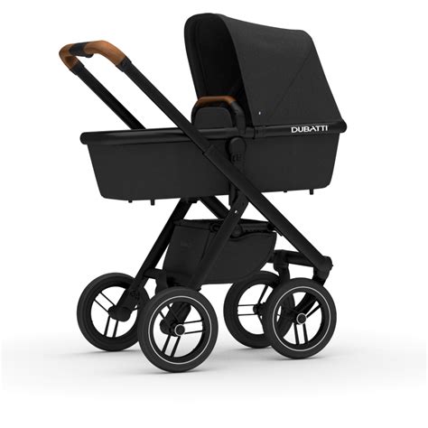 Illustration, die die Einhand-Bedienung verschiedener Funktionen eines Dubatti Kinderwagens zeigt.
