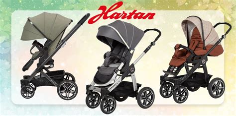 Collage aus verschiedenen Hartan Kinderwagenmodellen und Kollektionen
