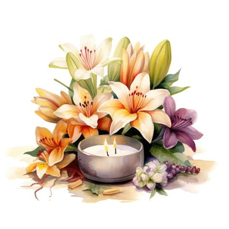 Illustration eines Trauertagebuchs mit Kerze und Blumen