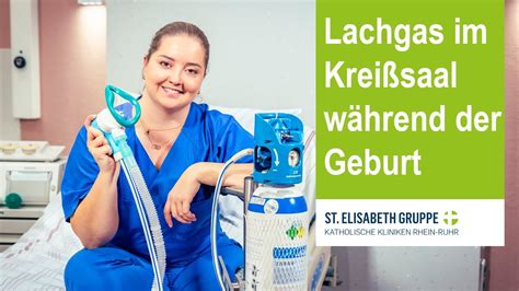 Schema der Verabreichung von Lachgas während der Geburt mittels Atemmaske