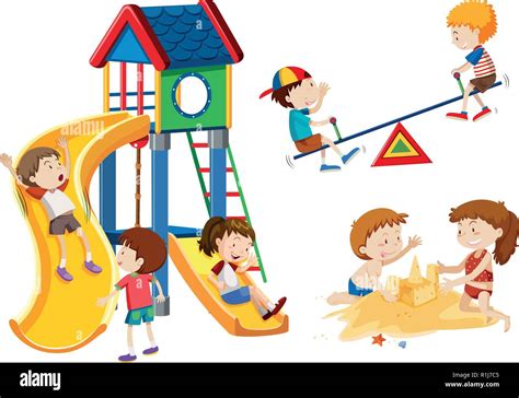 Illustration von Kindern, die nebeneinander spielen