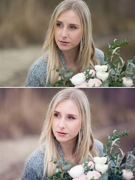 Vorher-Nachher-Vergleich eines Schwarz-Weiß-Porträts nach der Nachbearbeitung