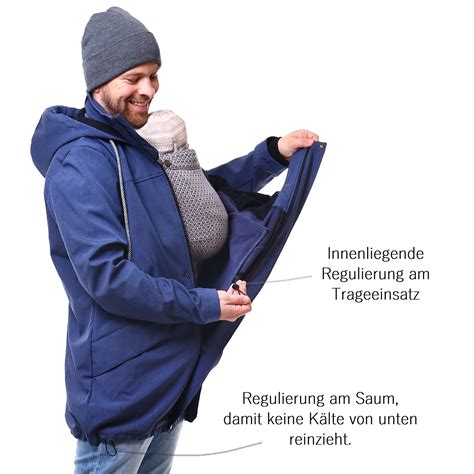 Schema einer Herren-Tragejacke mit Einsätzen für Vorder- und Rückentrageweise