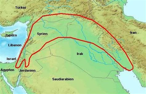 Karte des Fruchtbaren Halbmonds mit den Zentren der neolithischen Revolution