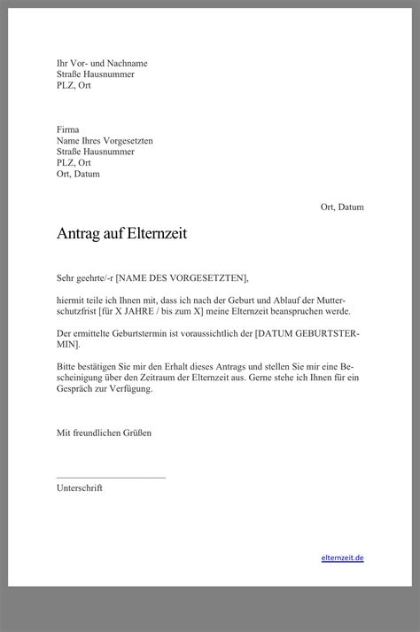 Beispiel für ein Musteranschreiben zur Beantragung von Teilzeit in der Elternzeit