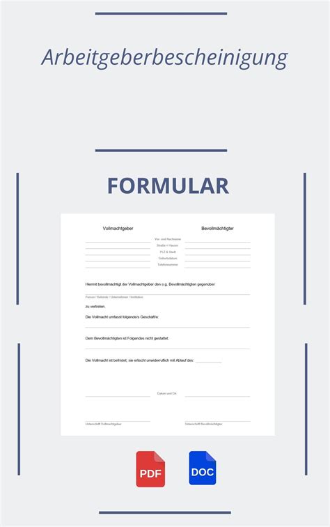 Formular einer Arbeitgeberbescheinigung