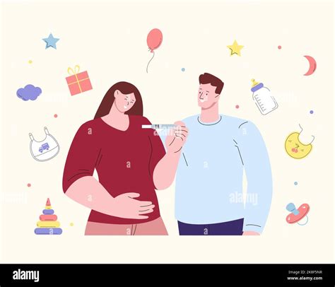 Illustration einer Frau, die nachdenklich auf einen positiven Schwangerschaftstest blickt, umgeben von stilisierter Darstellung ihrer drei Kinder.