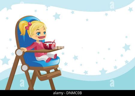 Illustration eines Kindes in einem Hochstuhl mit Sitzverkleinerer