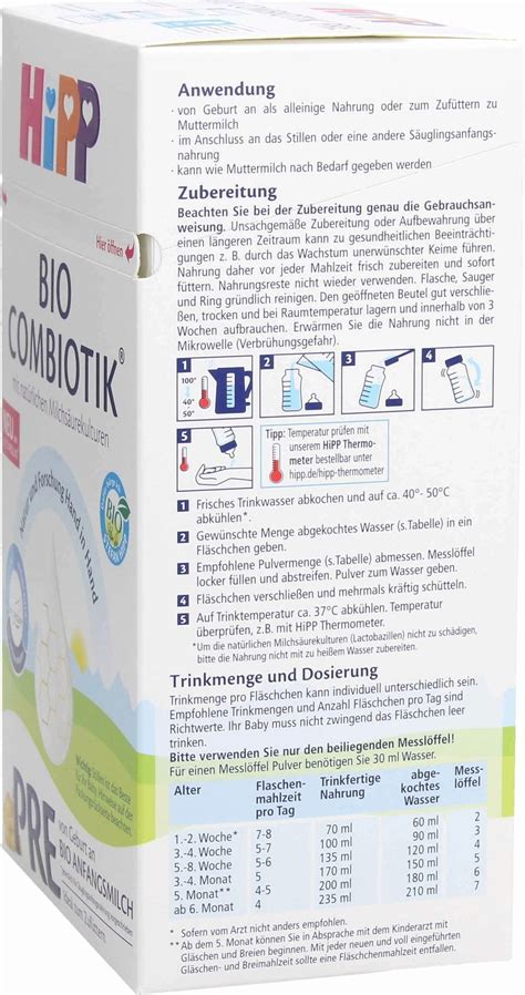Schema der Inhaltsstoffe von HiPP PRE Bio Combiotik