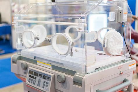 Neugeborenen-Intensivstation mit Inkubatoren und medizinischem Personal