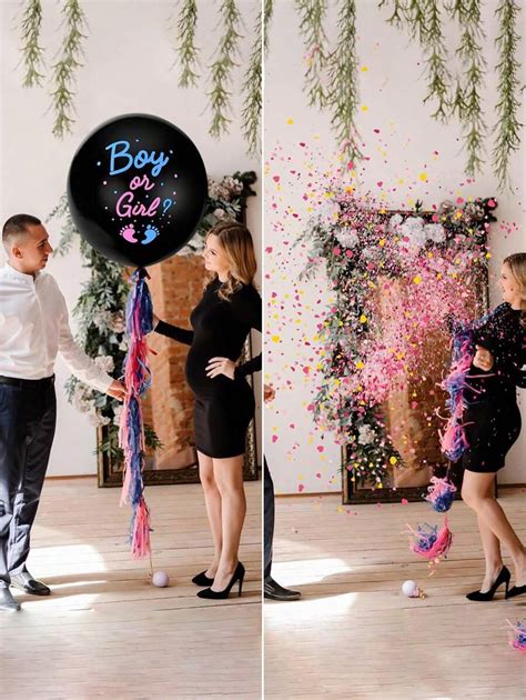 Beispiel für eine Gender Reveal Party mit Ballon und Konfetti