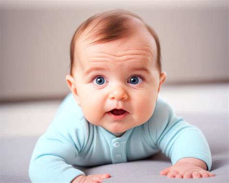 Baby auf dem Bauch liegend, das seinen Kopf hebt