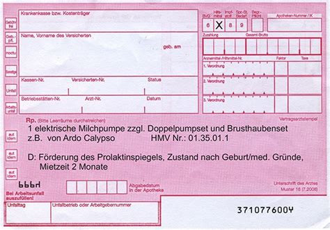 Schema zur Beantragung und Ausleihe einer Milchpumpe auf Rezept