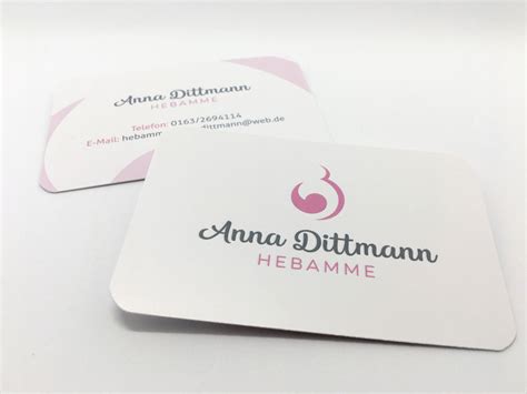 Beispiel für eine Visitenkarte einer freiberuflichen Hebamme.
