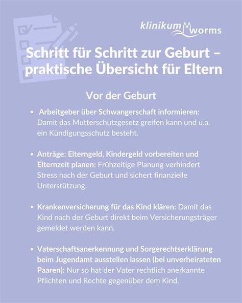 Übersicht der Anmeldemöglichkeiten zur Geburt