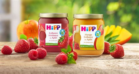 Foto: Verschiedene Sorten von HiPP BIO Früchte & Getreide-Desserts