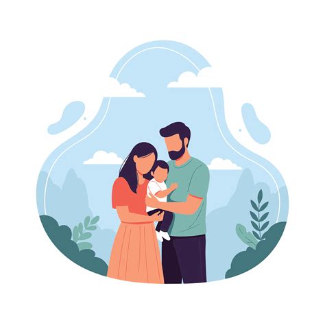 Illustration einer Familie bei der Auswahl eines Kindersitzes