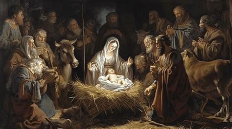 Darstellung der Geburt Jesu mit Fokus auf Licht und Dunkelheit