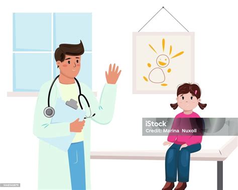 Illustration eines Babys mit Verdauungsproblemen, das von einem Arzt untersucht wird