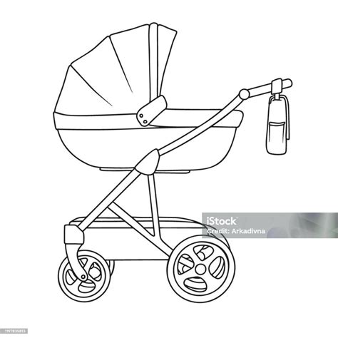 Illustration eines Kinderwagens mit einer kuscheligen Lammfell-Auflage, die Wärme und Komfort ausstrahlt.