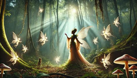 Illustration einer magischen Welt mit Feen und Meerjungfrauen, die die Fantasie von Kindern anregt.