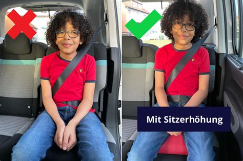 Vergleich verschiedener Sitzerhöhungstypen: mit Rückenlehne, mit Gurtführung, einfache Sitzerhöhung